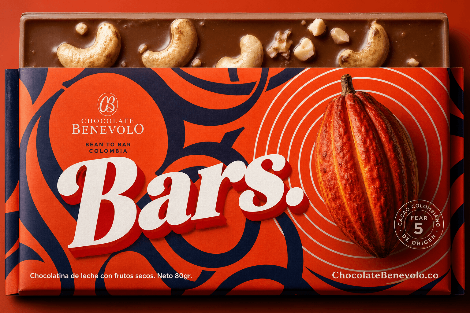 Chocolate Benevolo Bars. con mazorca FEAR 5 y duja de marañón